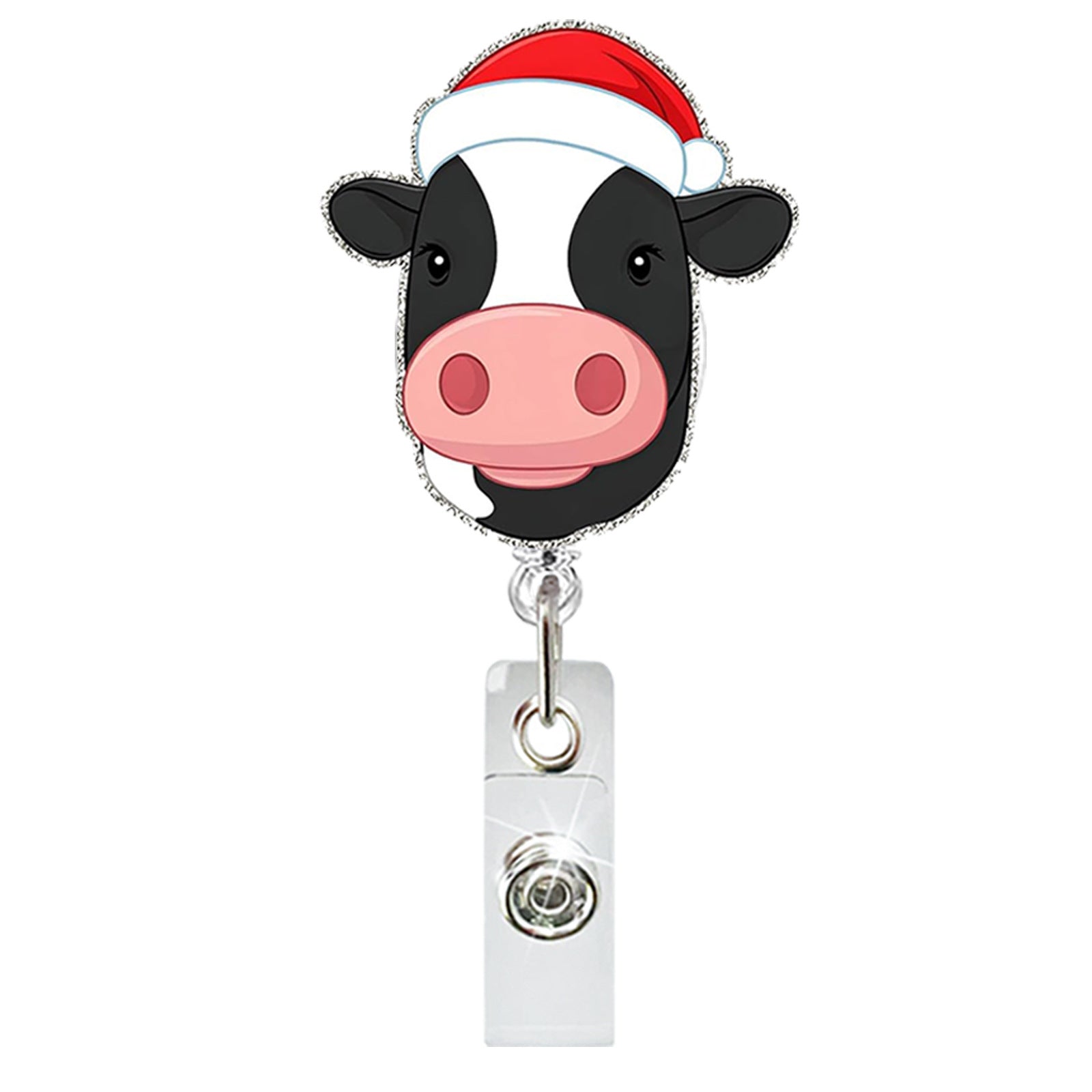 Wholesale Christmas Acrylic Glitter Christmas Tree Black Cat Retractable Badge Keychain ACC-KC-QiDing028