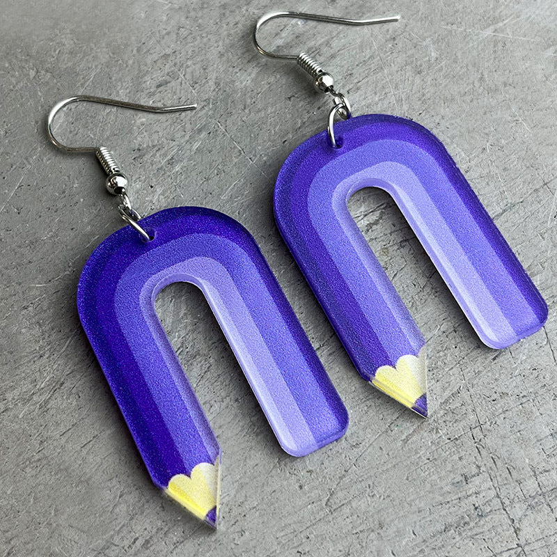 Wholesale 2 Pairs/pack Teachers Colored Pencil Art Acrylic Earrings Teacher's Day ACC-ES-HY020