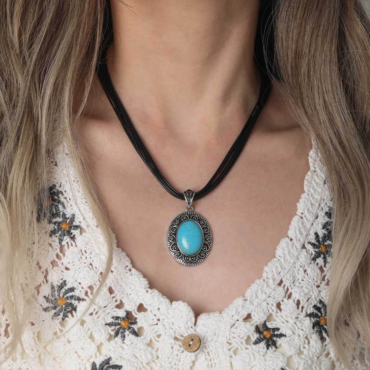 Wholesale Bohemian Vintage Ethnic Turquoise Necklace ACC-NE-JunJie014