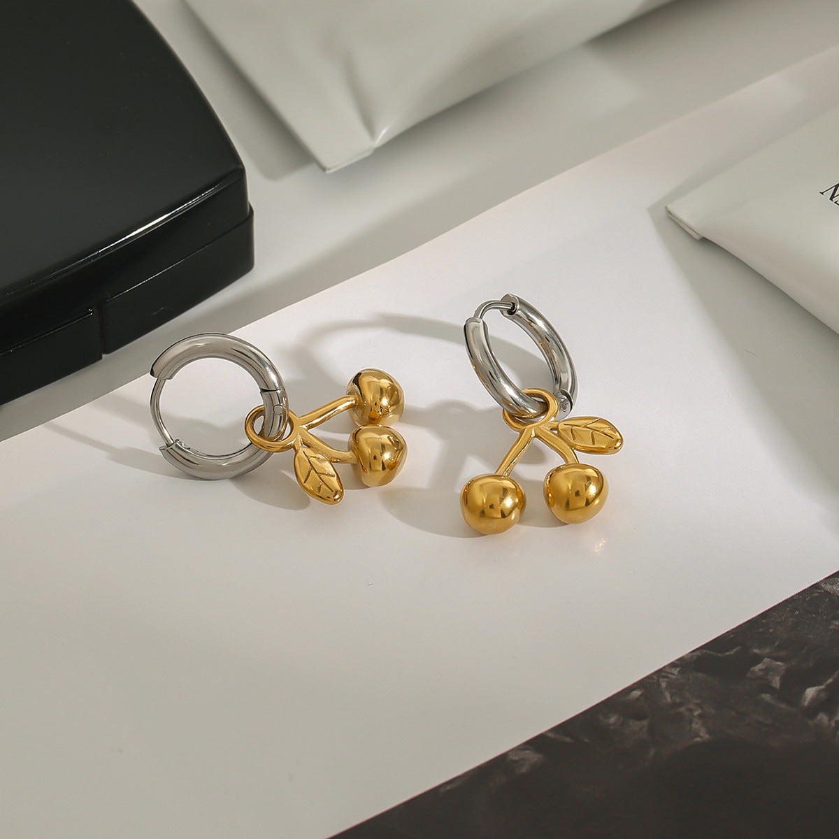 Wholesale Cherry Stainless Steel  Light Luxury earrings