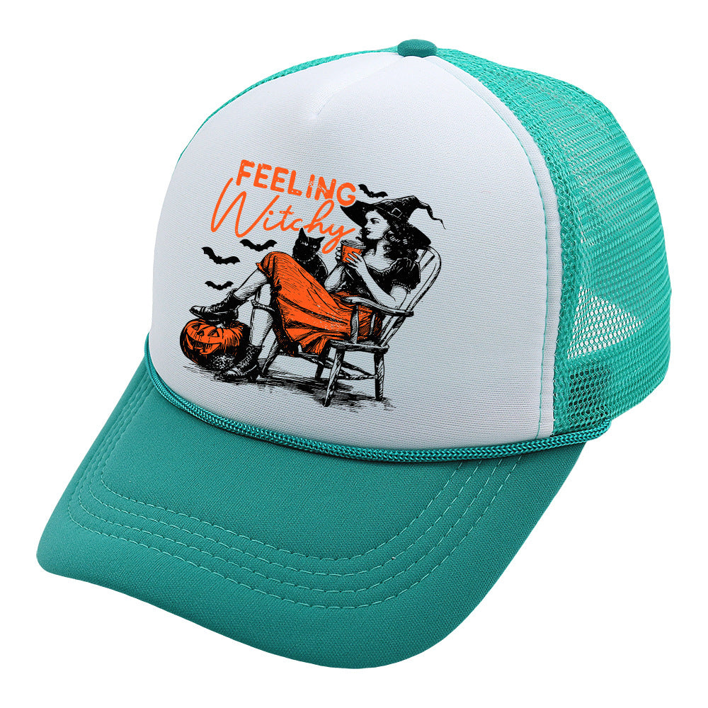 Wholesale Trucker Hat Halloween Pumpkin Witch Baseball Cap Printed Mesh Cap ACC-HT-HaiPu014