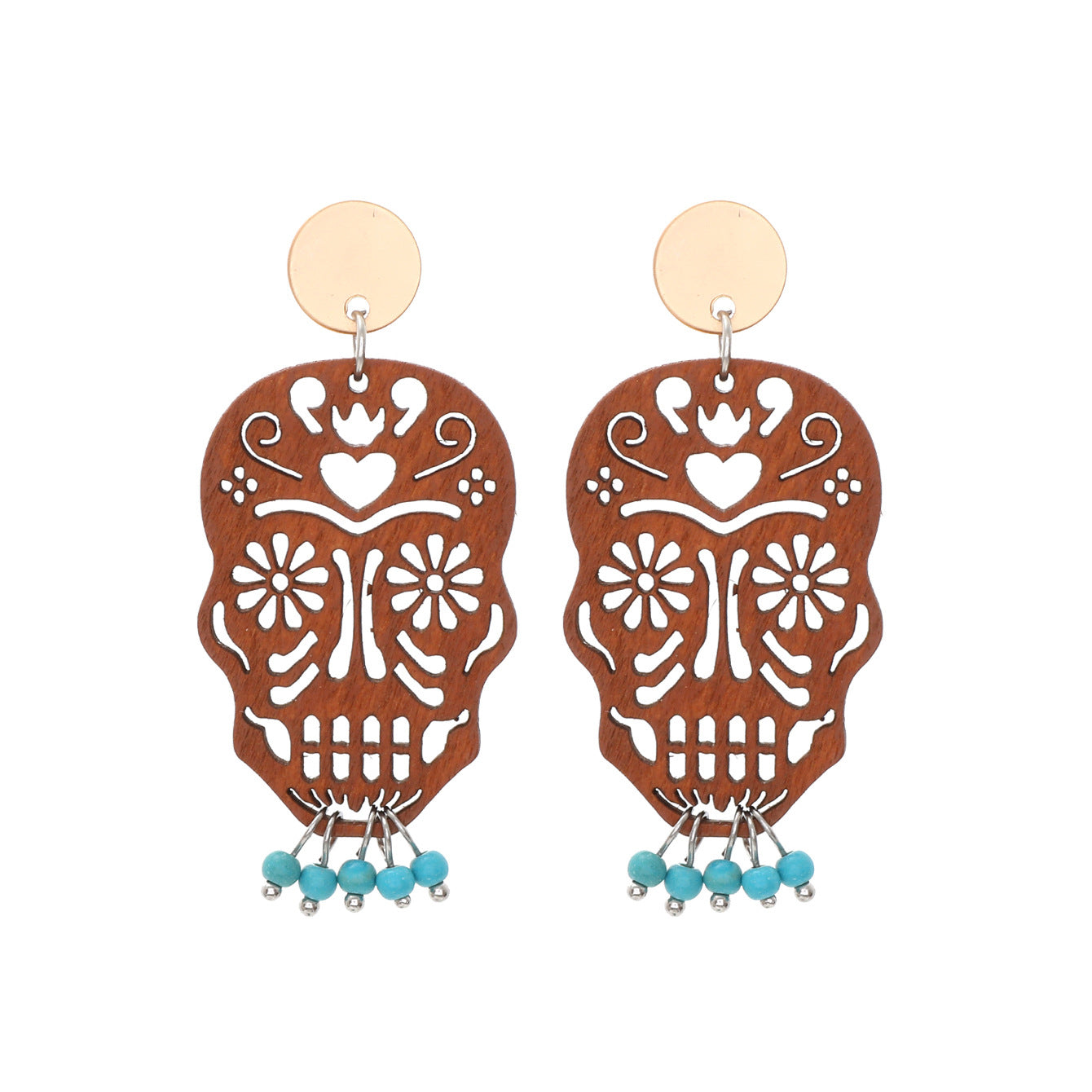 Wholesale  Bohemian Style Butterfly Leaves Skull Hollow Wooden Earrings
