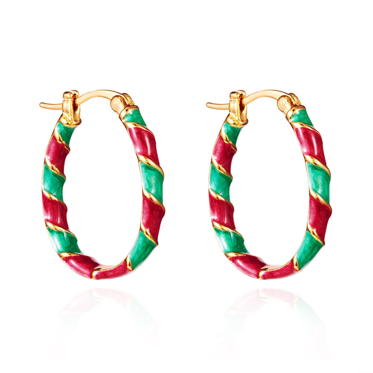 Boucles d'oreilles géométriques en spirale colorée rouge et vert en gros