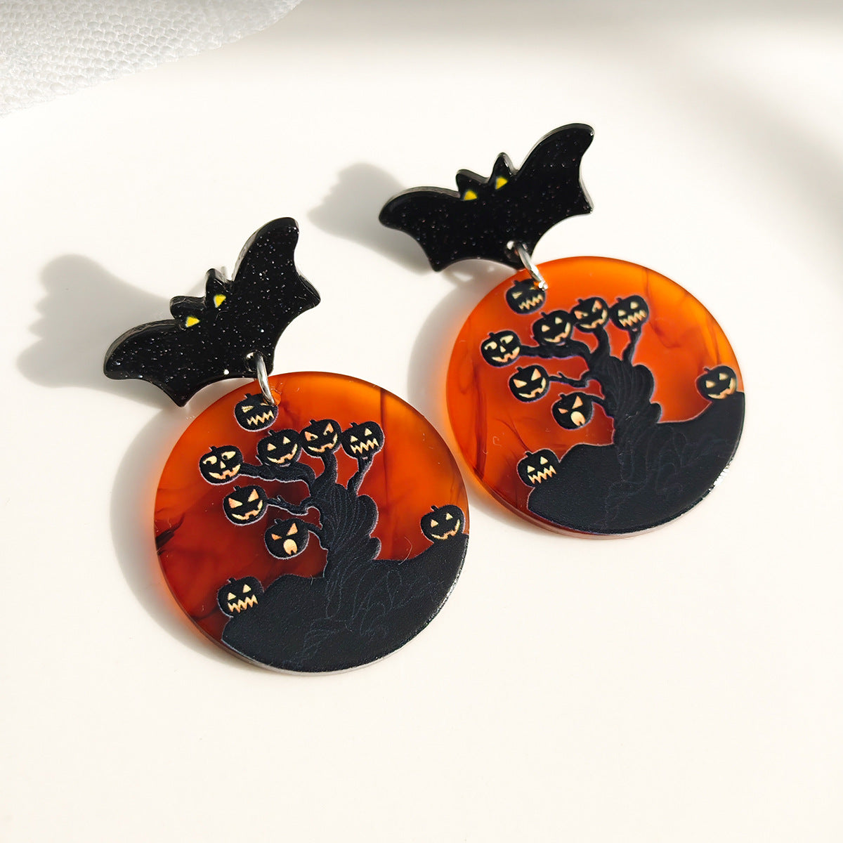 Wholesale  fun cartoon pumpkin ghost little black cat earrings
