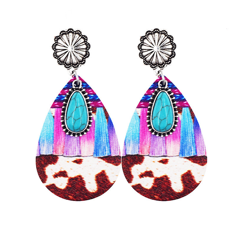 Wholesale Western Denim distressed style earrings