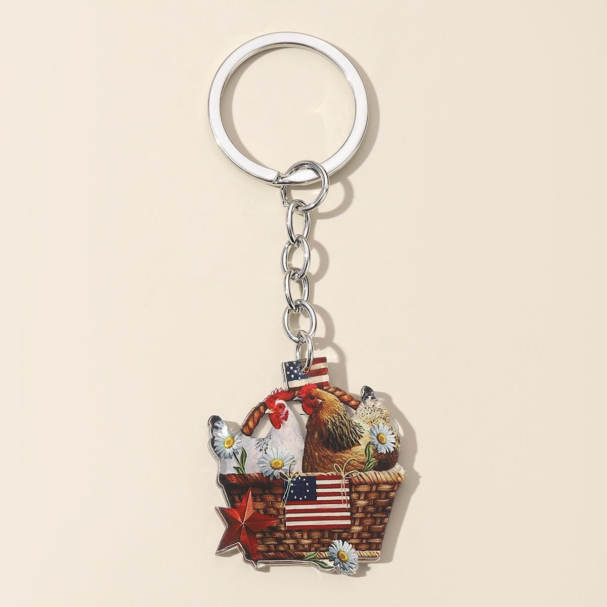 Wholesale Color Printed Pet Chicken Acrylic Keychain ACC-KC-HuiWen015