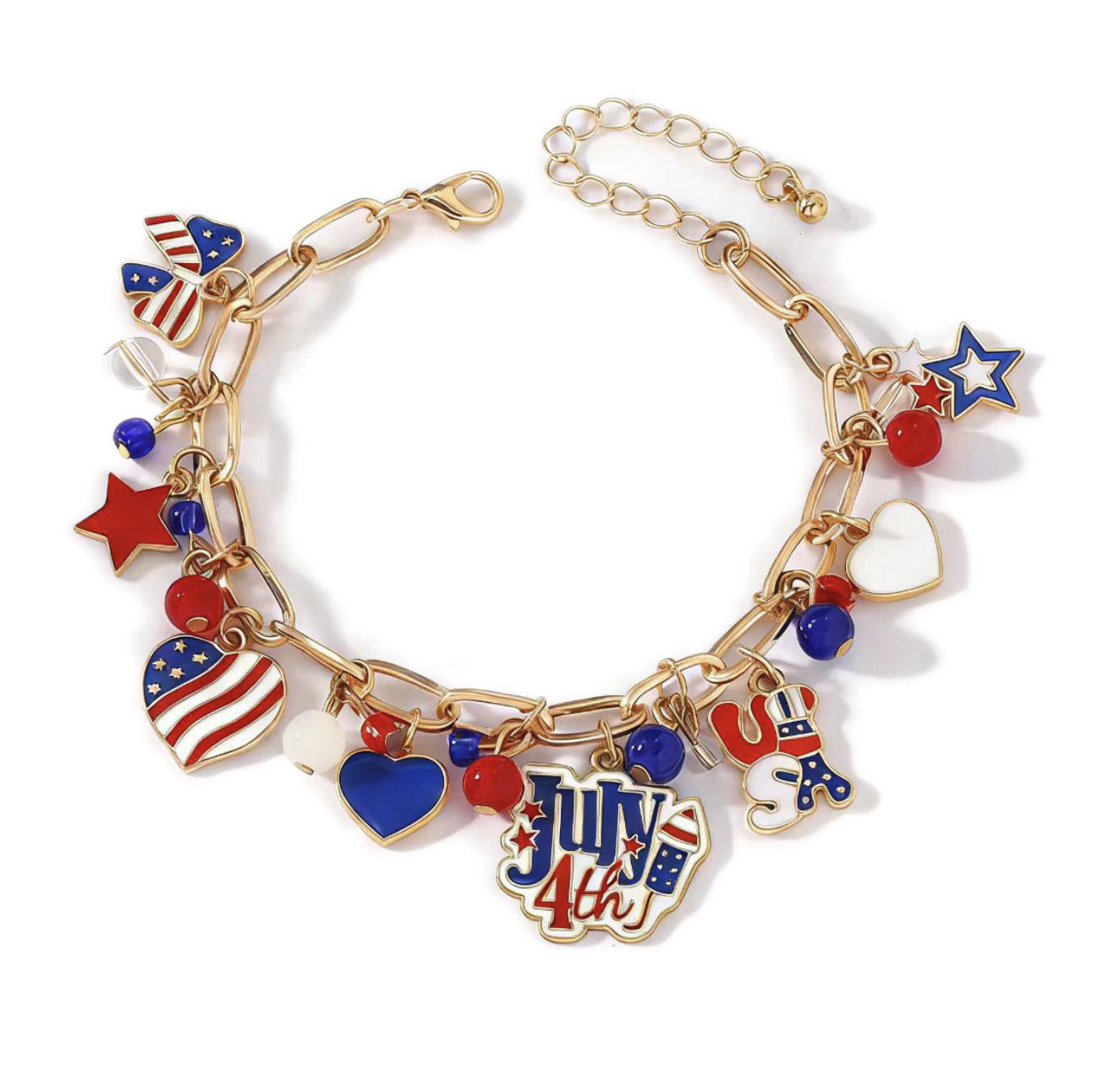 Wholesale Independence Day Women' s Bracelet 8 Clay Bead bracelet Layered Bracelet Set