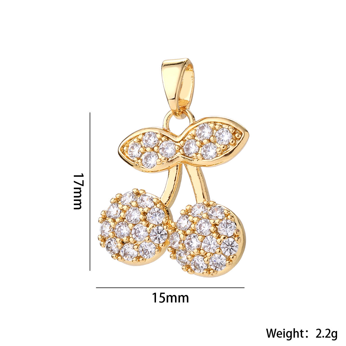 Wholesale 14K Gold Plated Brass Cherry Pendant Necklace Micro Set Zircon Fruit Choker Stylish Fashion Accessory For Women Gift