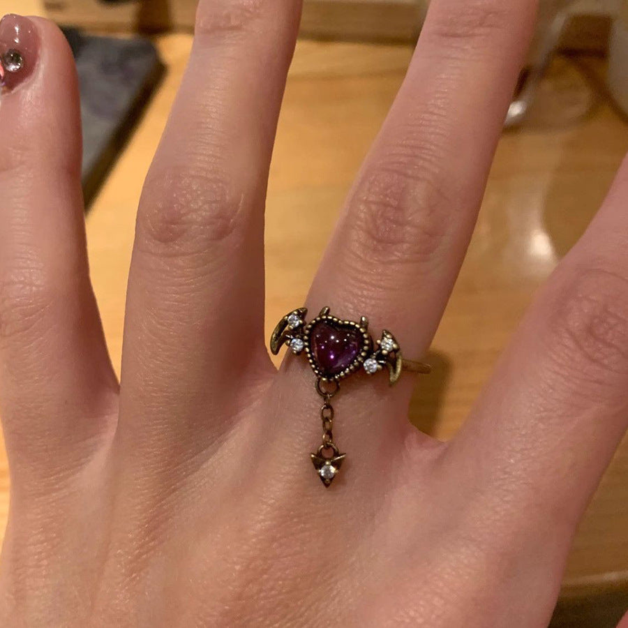 Wholesale Hollow Heart Adjustable Open-Ended Index Finger Ring