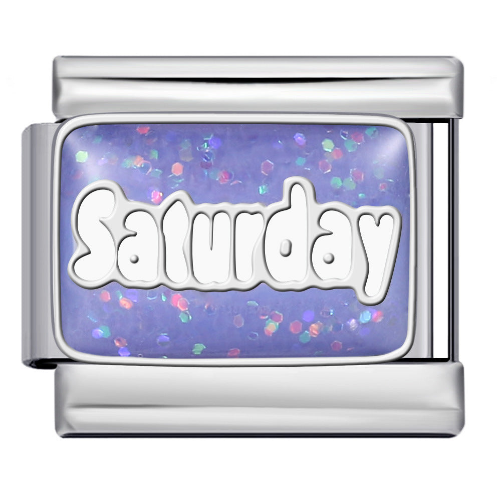 Bracciale italiano all'ingrosso Modular Glitter con giorni della settimana in acciaio al titanio