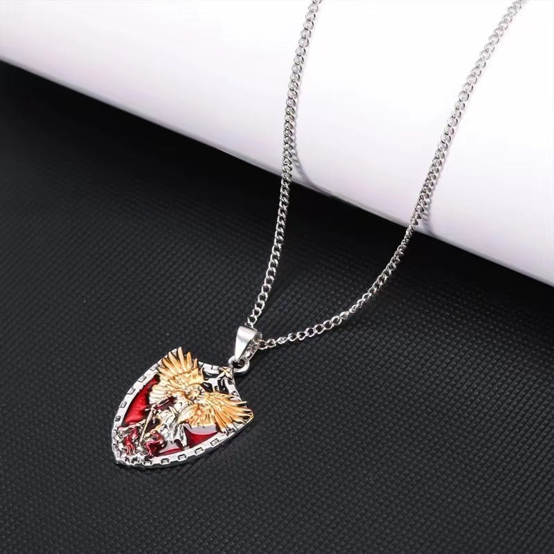Wholesale Shield Pendant Necklace Cartoon Character Wings Alloy Necklace