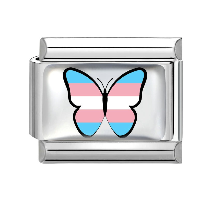 Wholesale Stainless Steel Heart Butterfly Fruit DIY Bracelet Charm,  Sweet Style Jewelry Accessory for Craft Supply