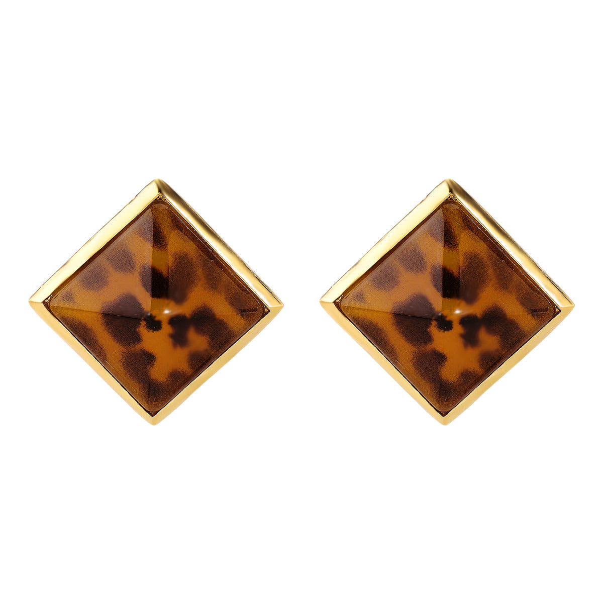 Wholesale geometric square earrings retro  simple spire diamond resin earrings
