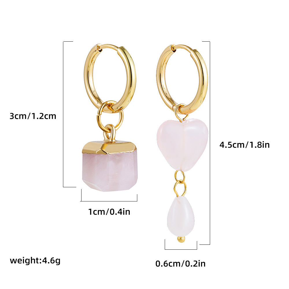 Wholesale love asymmetric earrings 18K gold stainless steel earrings