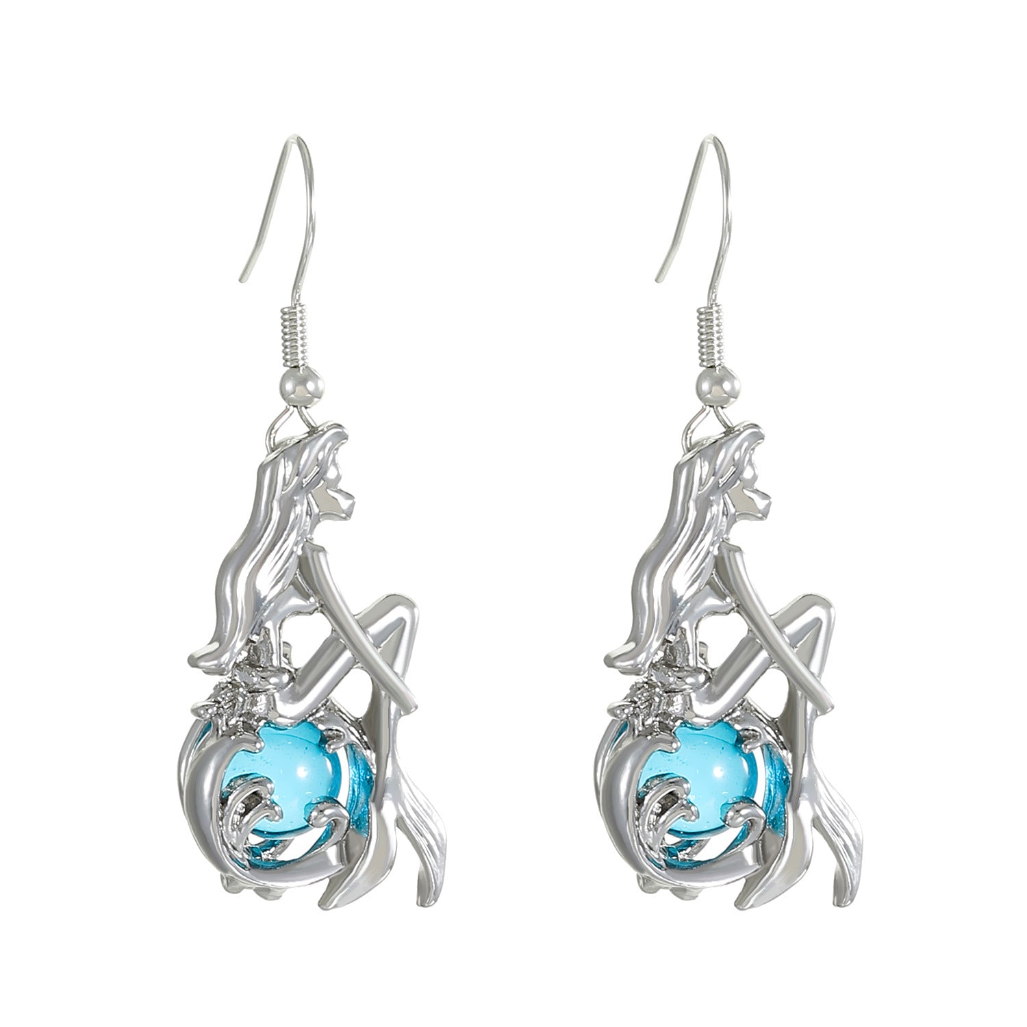 Wholesale mermaid tail jewelry suit clavicle chain earrings