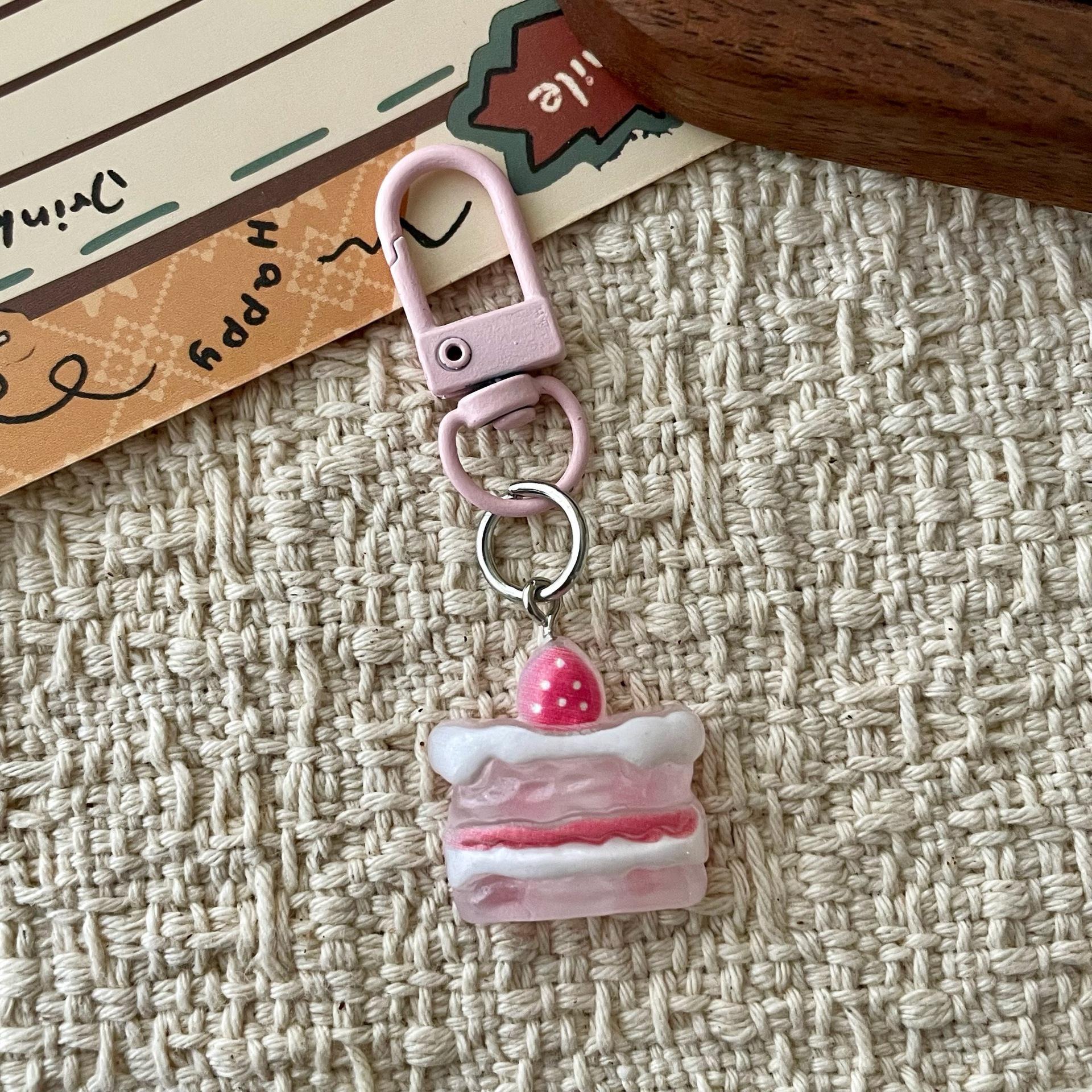 Wholesale Transparent Cake Dessert Keychain Resin Bag Charm for Fashion Boutique Resale