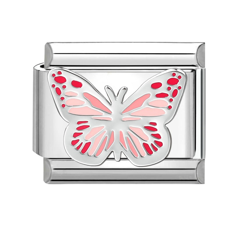 Wholesale 9mm Italian Charm Starter Bracelets DIY Butterfly Evil Eye Stainless Steel Composable Bracelet