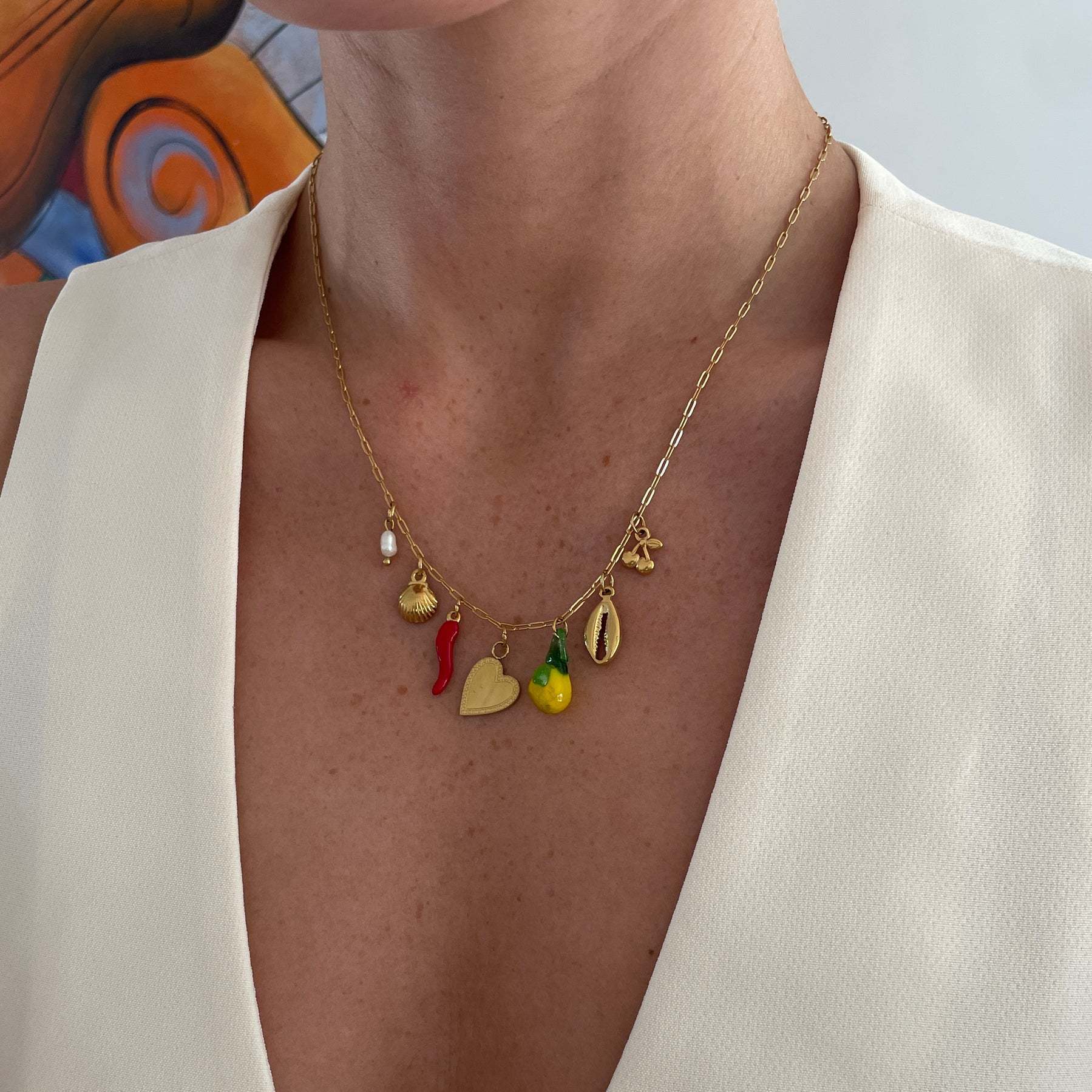 Wholesale Stainless steel heart star moon and eye pendant necklace