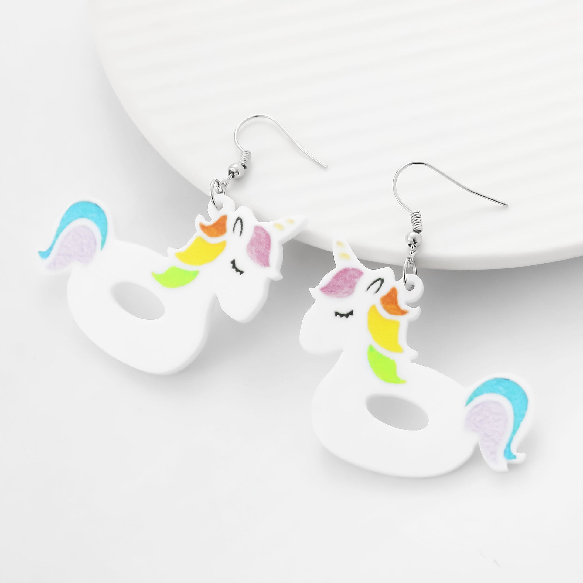 Wholesale luxury rainbow three-dimensional pony acrylic earrings