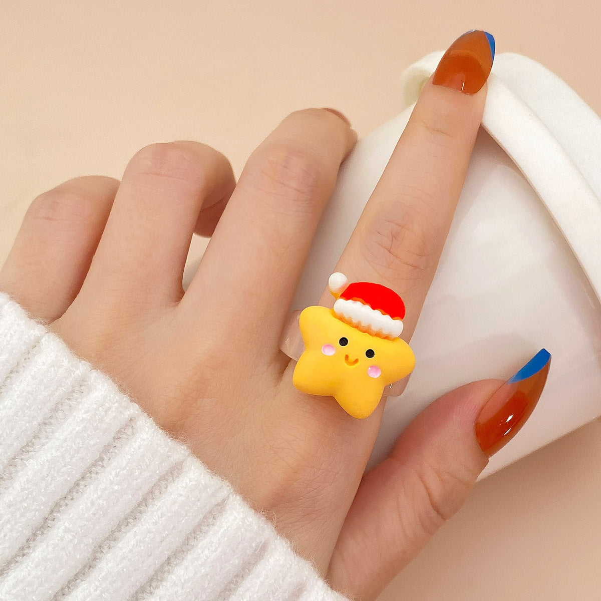 Wholesale Christmas Personalized Cute Cartoon Santa Claus Rings ACC-RS-HanSJ001