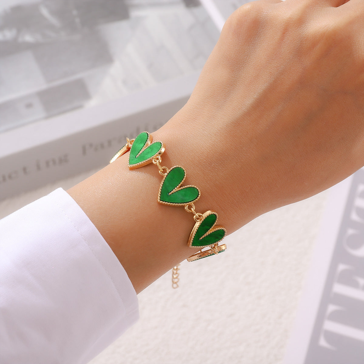Wholesale Creative alloy colorful heart bracelet