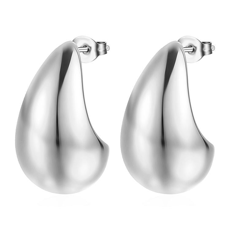 Wholesale Stainless Steel Earrings Electroplating 18k Water Drop Hollow Earrings ACC-ES-MuShan005