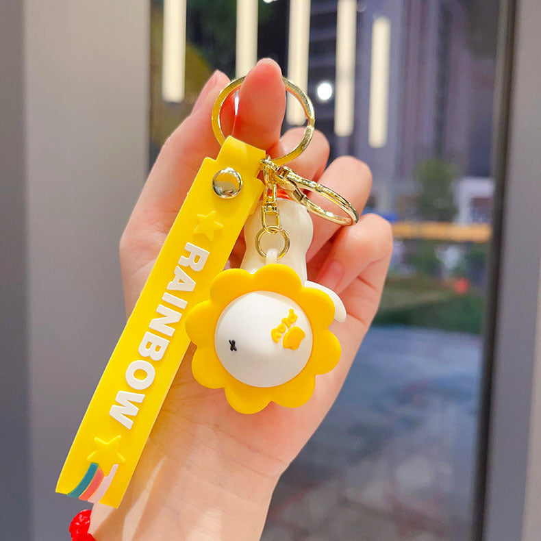 Wholesale PVC Cute Cartoon Duck Keychain with Sunflower Design - Fun Bag Charm or Gift