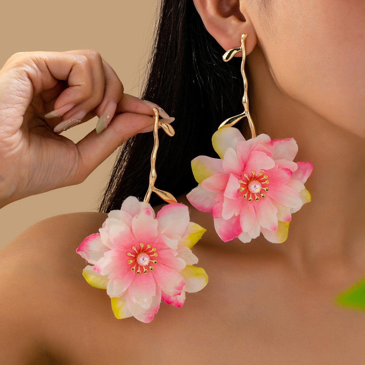 Wholesale Electroplated Iron Alloy Flower Earrings For Women Trendy Multicolor Party Jewelry Accessory