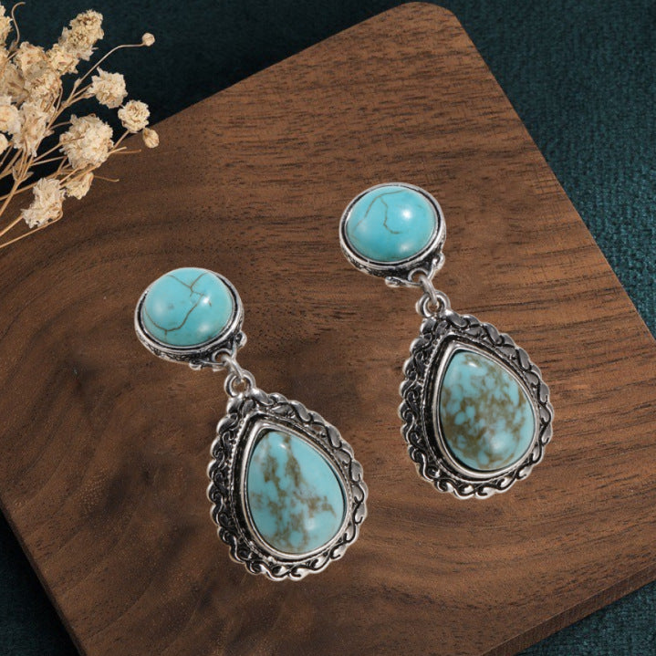 Wholesale  retro Bohemian ethnic style turquoise earrings
