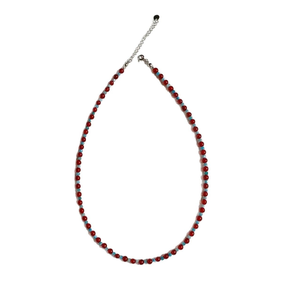Wholesale Women's red and blue beaded necklace