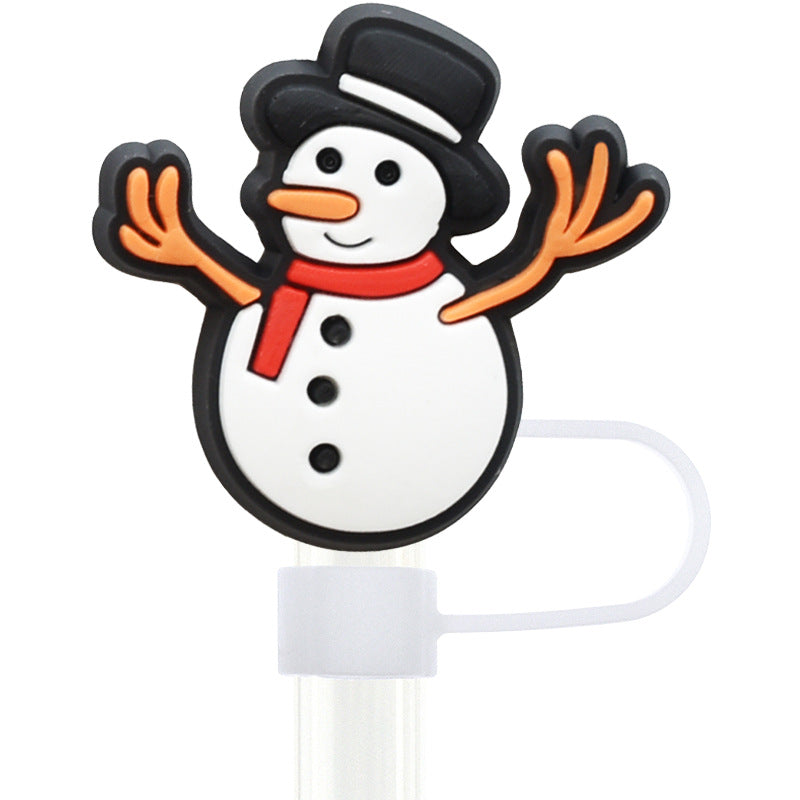 Wholesale Random 100pcs Christmas 10mm PVC Soft Straw Tube Cap ACC-SCR-RYY082