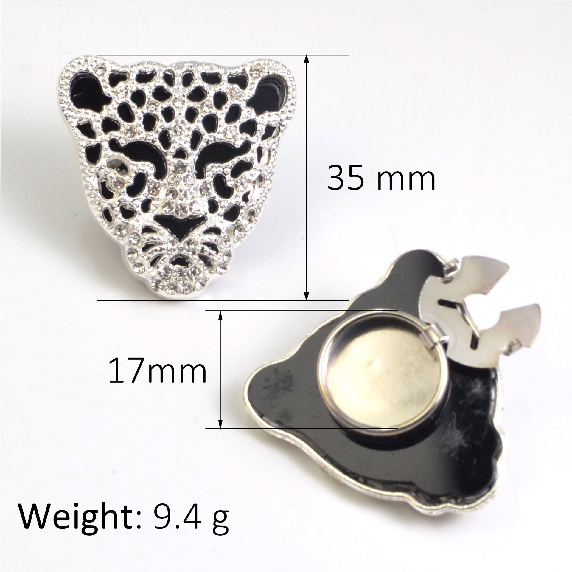 Wholesale Metal leopard-print rhinestone cufflinks