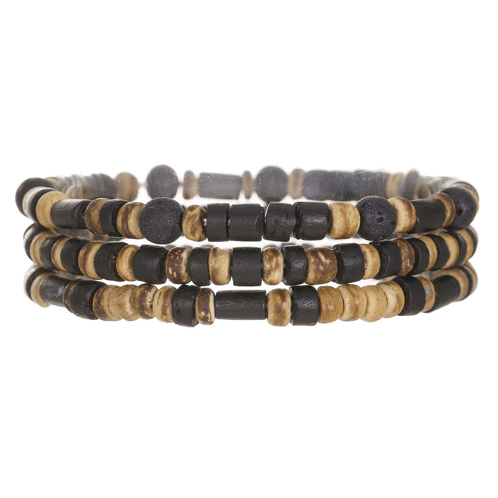 Wholesale  Coconut Shell Wood Multi-layer Stacked Wear Bracelet suit