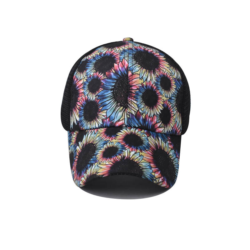 Wholesale Printed Baseball Cap With Ponytail Opening For Women Adjustable Curved Brim Summer Sun Protection Fashion Accessory
