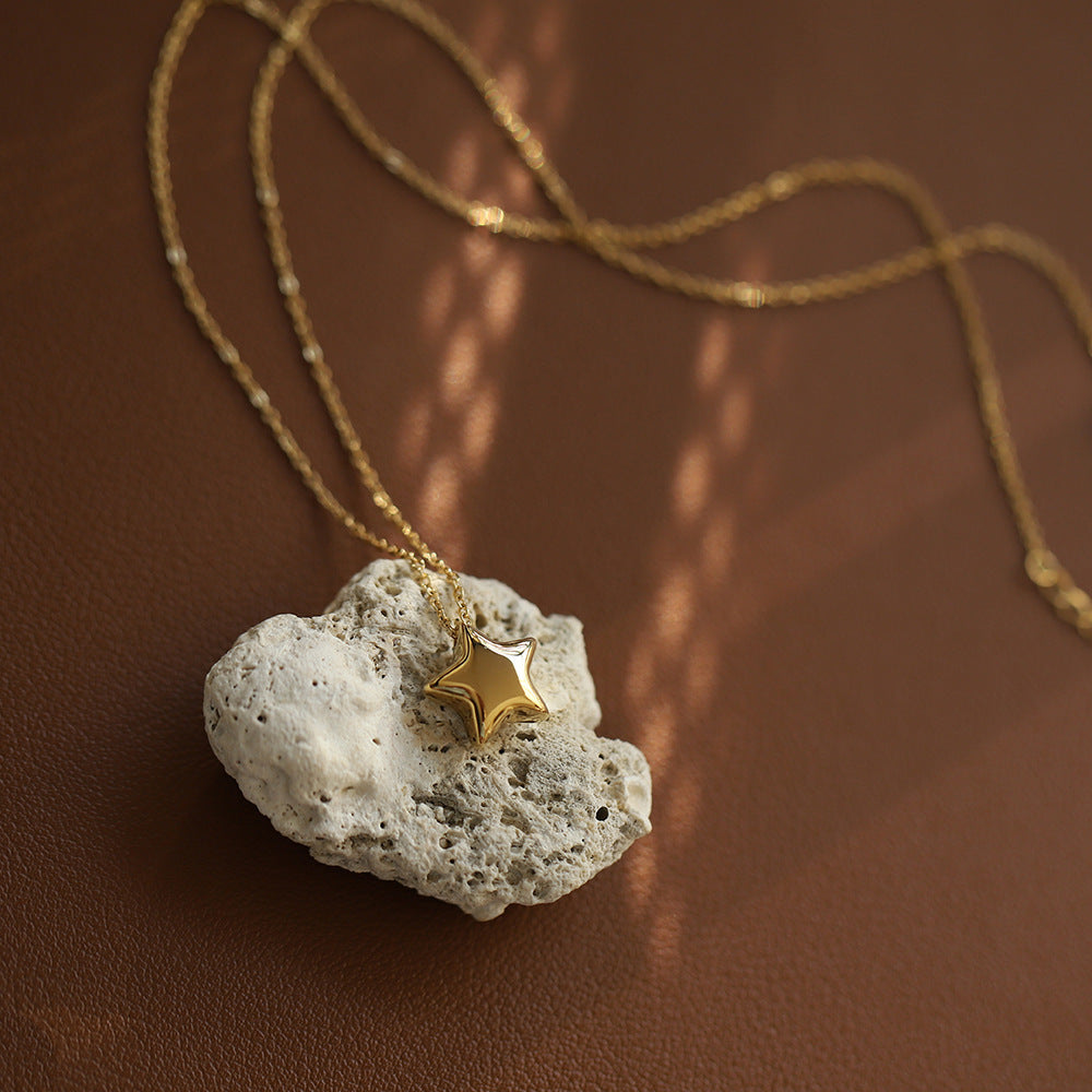 Wholesale  Lucky Star Simple Pentagonal Star Titanium Steel Necklace