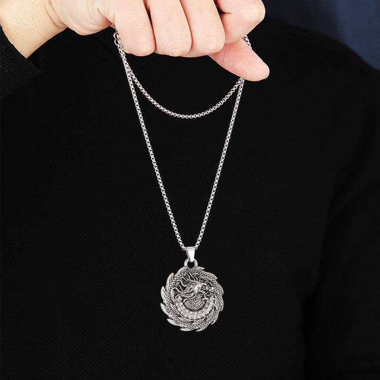 Wholesale Chinese Dragon Pendant Men Necklace ACC-NE-Yuj002