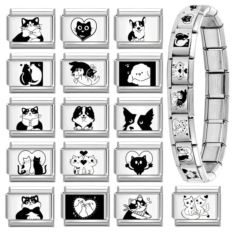 Wholesale 9mm Italian Charm Starter Bracelets DIY Cute Pet Series Stainless Steel Composable Bracelet