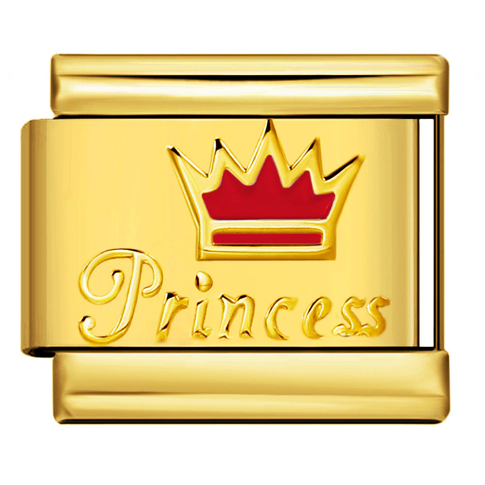 Wholesale Italian Charm Bracelet 9mm DIY Colorful Enamel Crown Series  Creative Stainless Steel Composable Bracelet