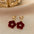 Wholesale Burgundy Flocking Bow Flower Ear Clips Earrings