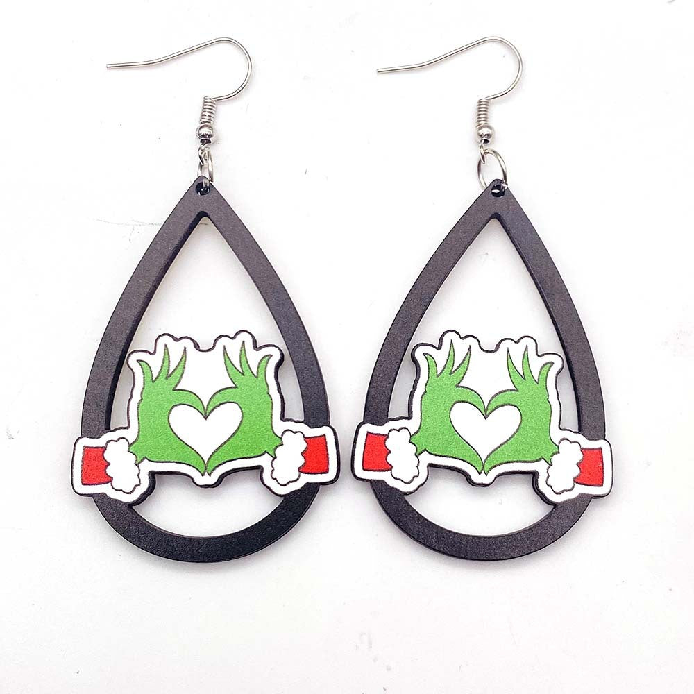 Wholesale Christmas Santa Claus Gift Hat Wood Earrings ACC-ES-ChenY066