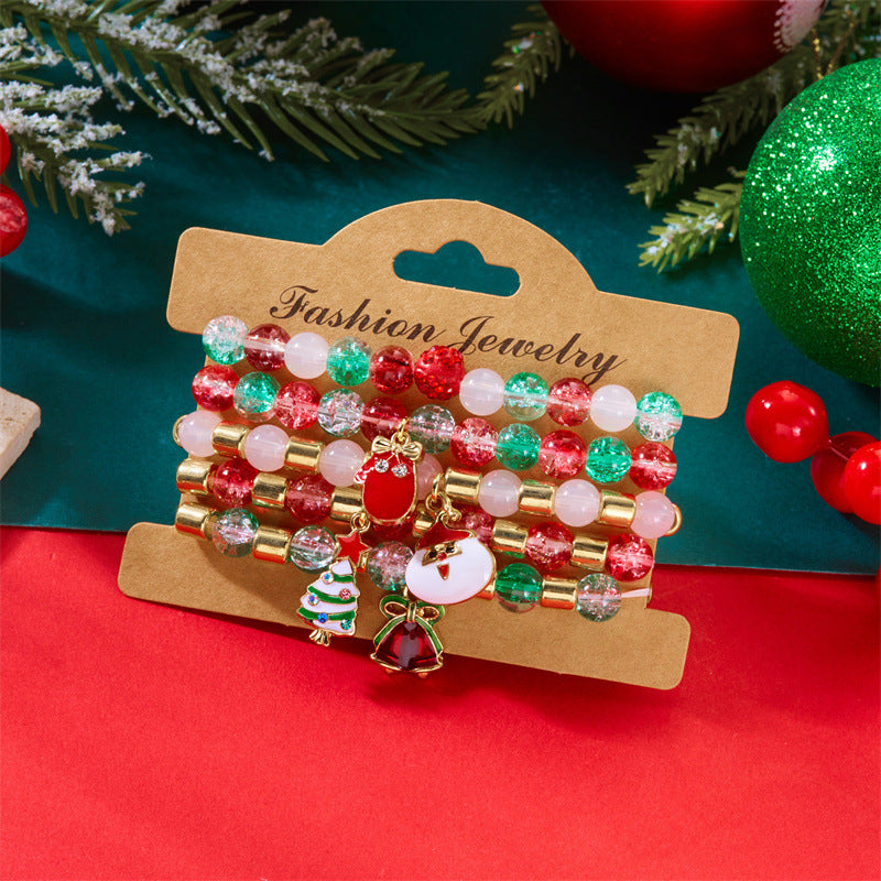 Wholesale Christmas soft ceramic multi-layer cartoon  bell bracelet