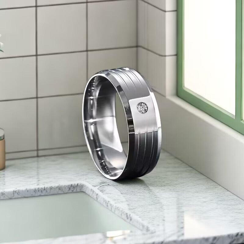 Wholesale Titanium Steel ring diamond-embedded personality men's ring