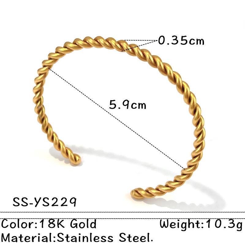 Wholesale Stainless Steel Bangle with 18K Metallic Finish and Two-Tone Gold Open Design