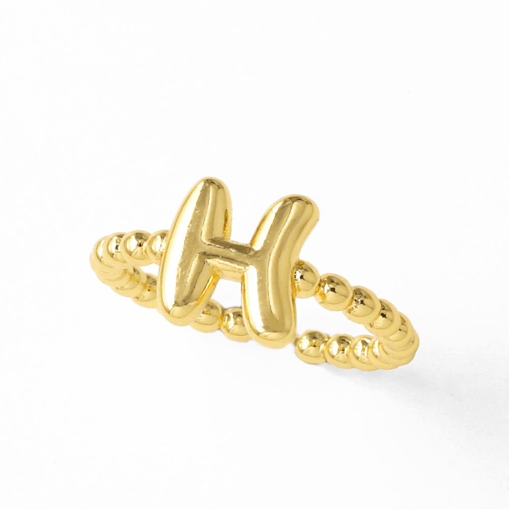 Wholesale 26 English letter rings gold-plated open rings