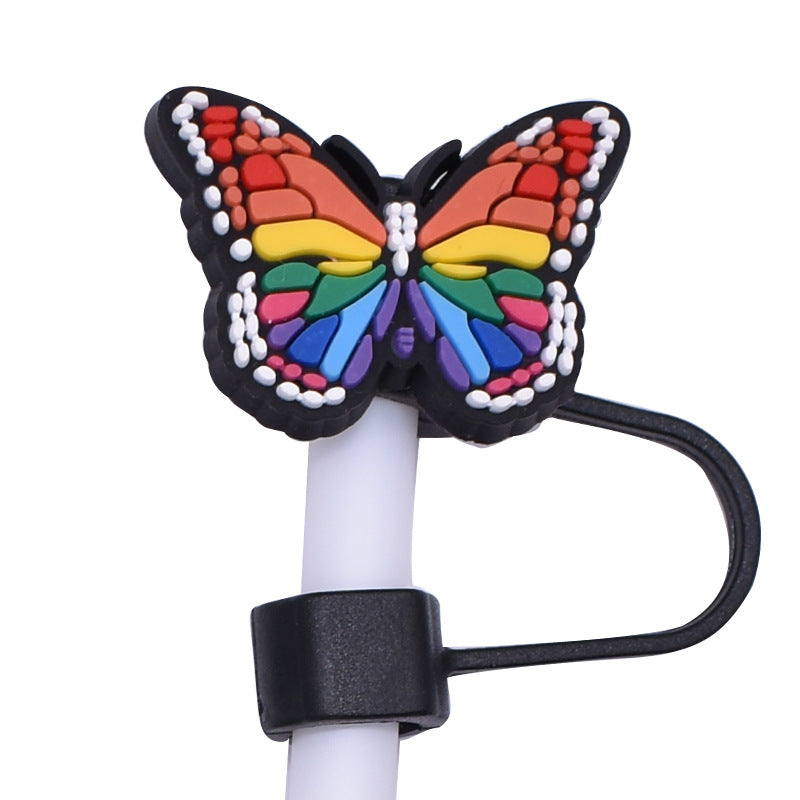 Wholesale Random 100pcs Butterfly Series PVC Soft Straw Tube Cap