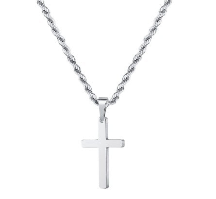 Wholesale Stainless Steel Double Twist Chain Cross Pendant Necklace