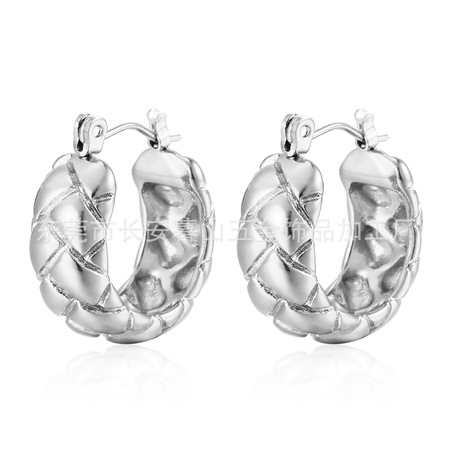 Wholesale stainless steel gold earrings trendy geometric 18K gold earrings