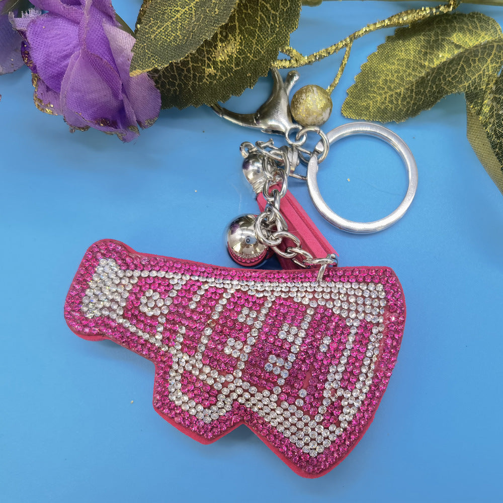 Wholesale creative velvet diamond English letter keychain