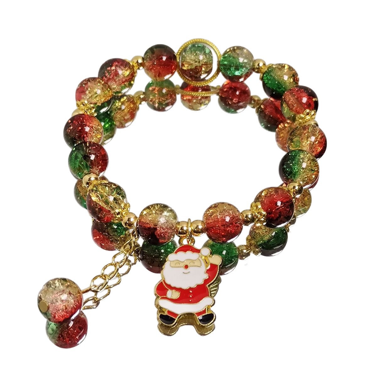 Wholesale Christmas Santa Tree Glass Bead Bracelet Handmade Unisex Jewelry Gift