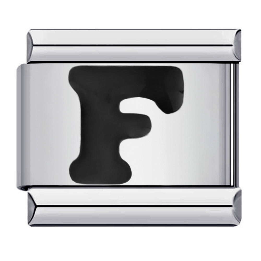 Wholesale Italian Charm Bracelet  Black English Letters DIY Stainless Steel Composable Bracelet